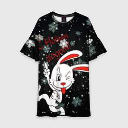 Платье клеш для девочки Подмигивающий кролик, цвет: 3D-принт