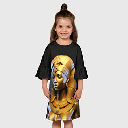 Платье клеш для девочки Нейросеть - золотая египетская богиня, цвет: 3D-принт — фото 2