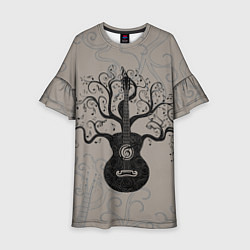 Платье клеш для девочки Разросшееся дерево гитара, цвет: 3D-принт
