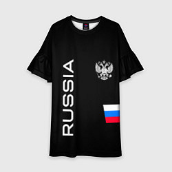 Платье клеш для девочки Россия и три линии на черном фоне, цвет: 3D-принт