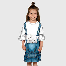 Платье клеш для девочки Медвежата в кармашке, цвет: 3D-принт — фото 2