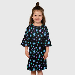Платье клеш для девочки Зимние цветные звезды, цвет: 3D-принт — фото 2