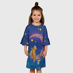 Платье клеш для девочки Лунная лиса, цвет: 3D-принт — фото 2