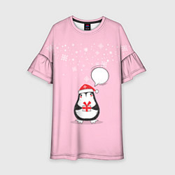 Платье клеш для девочки New year pinguin, цвет: 3D-принт