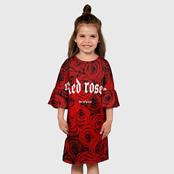 Платье клеш для девочки Красный розы, цвет: 3D-принт — фото 2