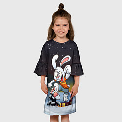 Платье клеш для девочки Счастливый заяц 2023, цвет: 3D-принт — фото 2