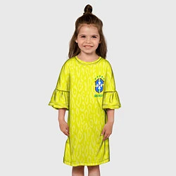 Платье клеш для девочки Форма сборной Бразилии ЧМ 2022, цвет: 3D-принт — фото 2