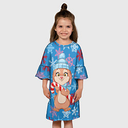 Платье клеш для девочки Зайка с карамелью, цвет: 3D-принт — фото 2