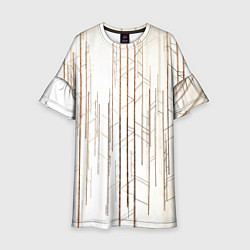 Платье клеш для девочки Абстрактные линии на светлом фоне, цвет: 3D-принт