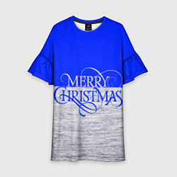 Платье клеш для девочки Merry Christmas синий, цвет: 3D-принт
