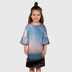 Платье клеш для девочки Космос и планeты, цвет: 3D-принт — фото 2