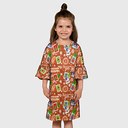 Платье клеш для девочки Новогодняя почта, цвет: 3D-принт — фото 2