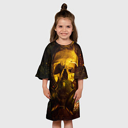 Платье клеш для девочки Череп с противогазом, цвет: 3D-принт — фото 2