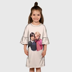Платье клеш для девочки Уэнсдей: Семейка Аддамс, цвет: 3D-принт — фото 2
