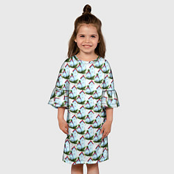 Платье клеш для девочки Домики на еловых ветках - паттерн, цвет: 3D-принт — фото 2