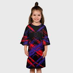 Платье клеш для девочки Пересечение красных и синих, цвет: 3D-принт — фото 2