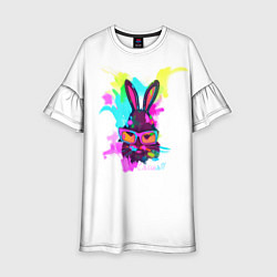 Платье клеш для девочки Rabbit casuall, цвет: 3D-принт