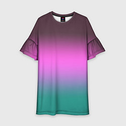 Платье клеш для девочки Бирюзово-малиновый градиент, цвет: 3D-принт