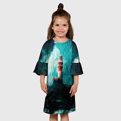 Платье клеш для девочки Бушующее море, цвет: 3D-принт — фото 2