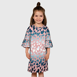 Платье клеш для девочки Сердца розовые перламутровые паттерн, цвет: 3D-принт — фото 2