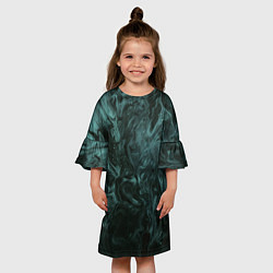 Платье клеш для девочки Тёмно-синий водянистый туман, цвет: 3D-принт — фото 2