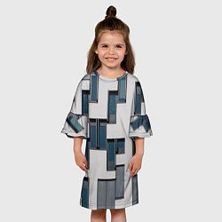 Платье клеш для девочки Абстрактный лабиринт из окон и стен, цвет: 3D-принт — фото 2