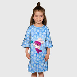Платье клеш для девочки Зайка со звездочкой, цвет: 3D-принт — фото 2