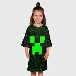 Платье клеш для девочки Minecraft green squares, цвет: 3D-принт — фото 2