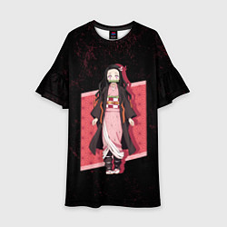 Платье клеш для девочки Персонаж Незуко Камадо - Клинок, рассекающий демон, цвет: 3D-принт
