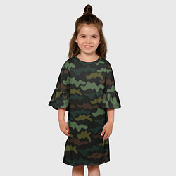 Платье клеш для девочки Камуфляж хакки, цвет: 3D-принт — фото 2