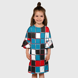 Платье клеш для девочки Разнообразные стеклянные фигуры, цвет: 3D-принт — фото 2