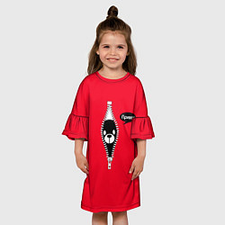 Платье клеш для девочки С мишкой на замочке молнии, цвет: 3D-принт — фото 2