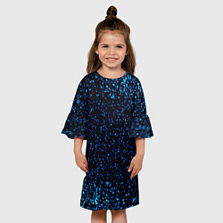 Платье клеш для девочки Неоновый синий блеск на черном фоне, цвет: 3D-принт — фото 2
