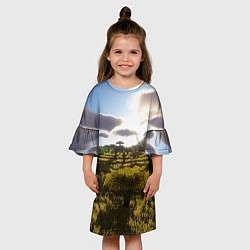 Платье клеш для девочки Minecraft природа, цвет: 3D-принт — фото 2