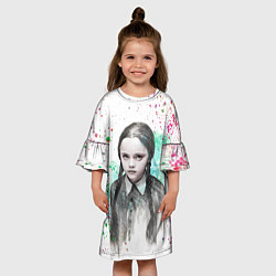 Платье клеш для девочки Маленькая Уэнсдэй, цвет: 3D-принт — фото 2