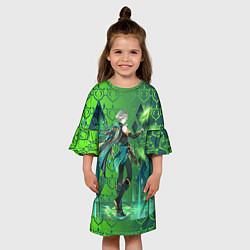Платье клеш для девочки Аль-Хайтам Геншин Импакт, цвет: 3D-принт — фото 2