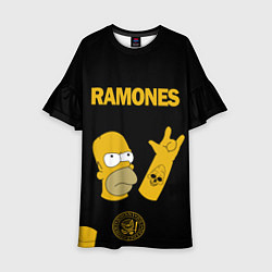 Платье клеш для девочки Ramones Гомер Симпсон рокер, цвет: 3D-принт