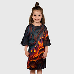 Платье клеш для девочки Огненный орнамент с языками пламени, цвет: 3D-принт — фото 2