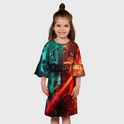 Платье клеш для девочки Боец на войне, цвет: 3D-принт — фото 2