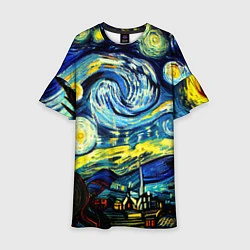 Платье клеш для девочки Винсент ван Гог, звездная ночь, цвет: 3D-принт