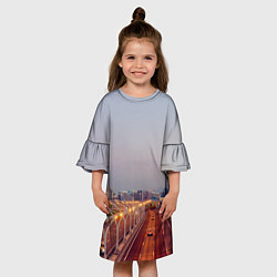 Платье клеш для девочки Санкт-Петербург: Васильевский остров, цвет: 3D-принт — фото 2