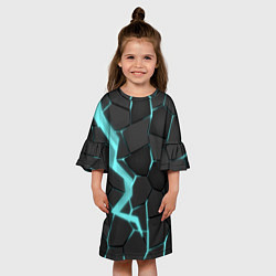 Платье клеш для девочки Голубой неон, цвет: 3D-принт — фото 2
