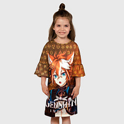 Платье клеш для девочки Горо элементали, цвет: 3D-принт — фото 2