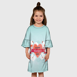 Платье клеш для девочки Ангелочки на день святого валентина, цвет: 3D-принт — фото 2