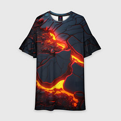 Платье клеш для девочки Красивая неоновая лава, цвет: 3D-принт