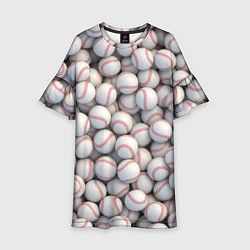 Платье клеш для девочки Бейсбольные мячи, цвет: 3D-принт