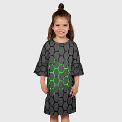 Платье клеш для девочки Абстрактыные соты, цвет: 3D-принт — фото 2