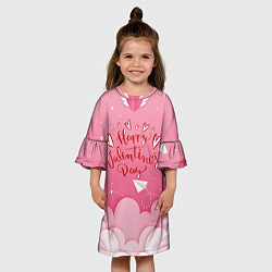 Платье клеш для девочки Бумажный стиль для дня святого валентина, цвет: 3D-принт — фото 2