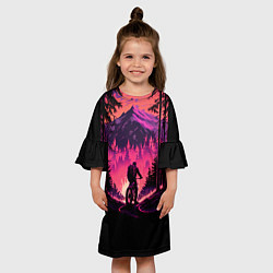 Платье клеш для девочки Велопрогулка на закате, цвет: 3D-принт — фото 2