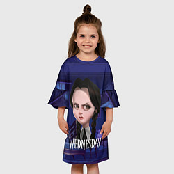 Платье клеш для девочки Уэнсдэй фан арт, цвет: 3D-принт — фото 2